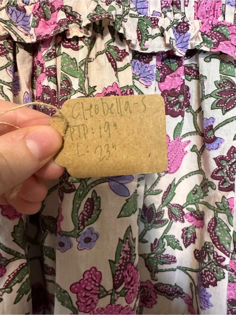 Cleobella Virginia Blouse in Kaia Print Pink Floral Ruffle Smocked SZ S - Picture 8 of 8